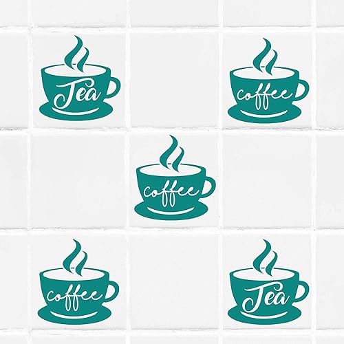 Miniatura 6 de Coffee Cup Tile wall Sticker for Kitchen, Tea Cup wall art, Kitchen stickers, Restaurant wall decal, Tile Transfer for Kitchen, Tile wall stickers,