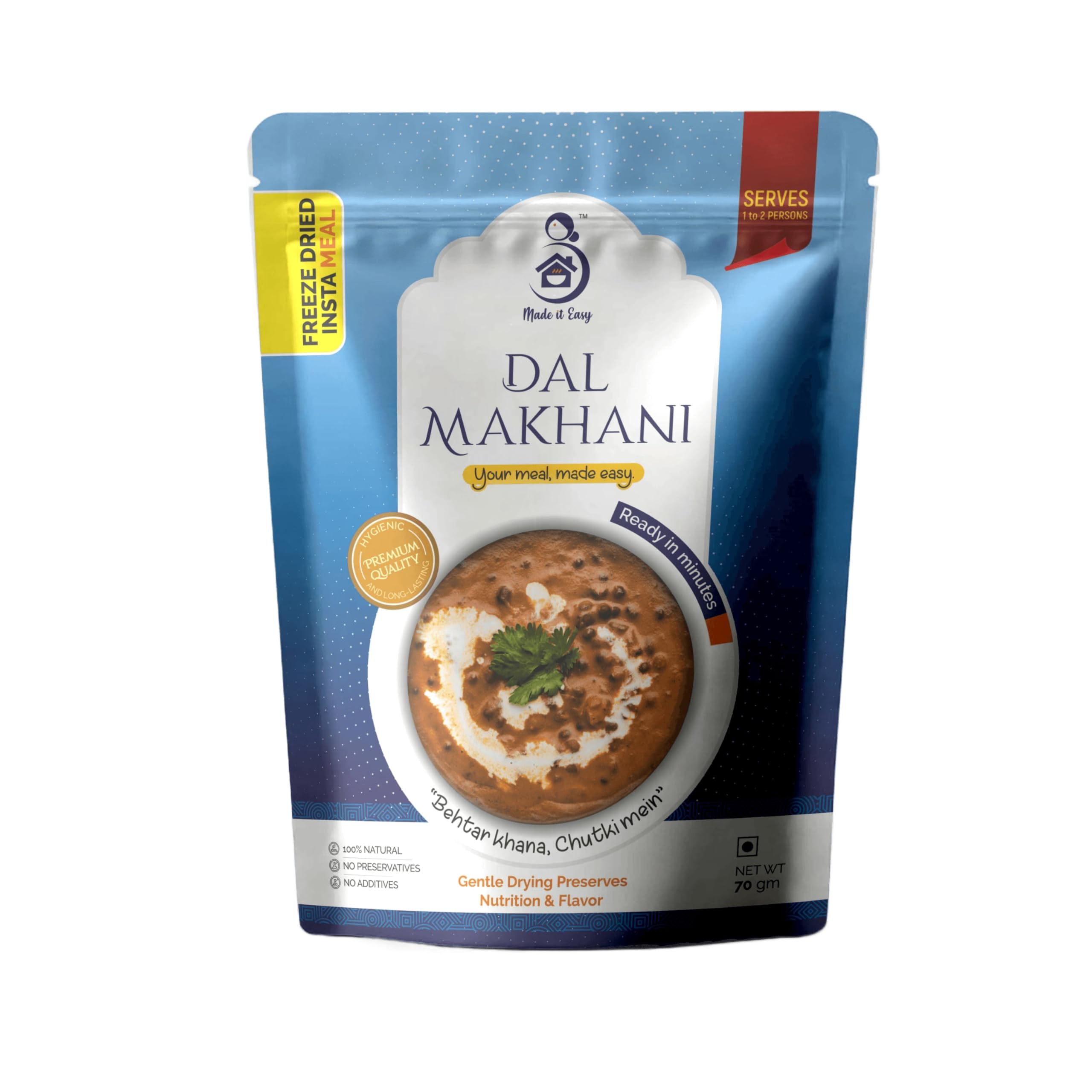 Made it Easy Freeze Dried Dal Makhani | Rich & Creamy Indian Lentil Dish | Just Add Hot Water | Instant Ready Meal | Quick Lunch & Dinner Meal | Long Shelf Life Food-image-4