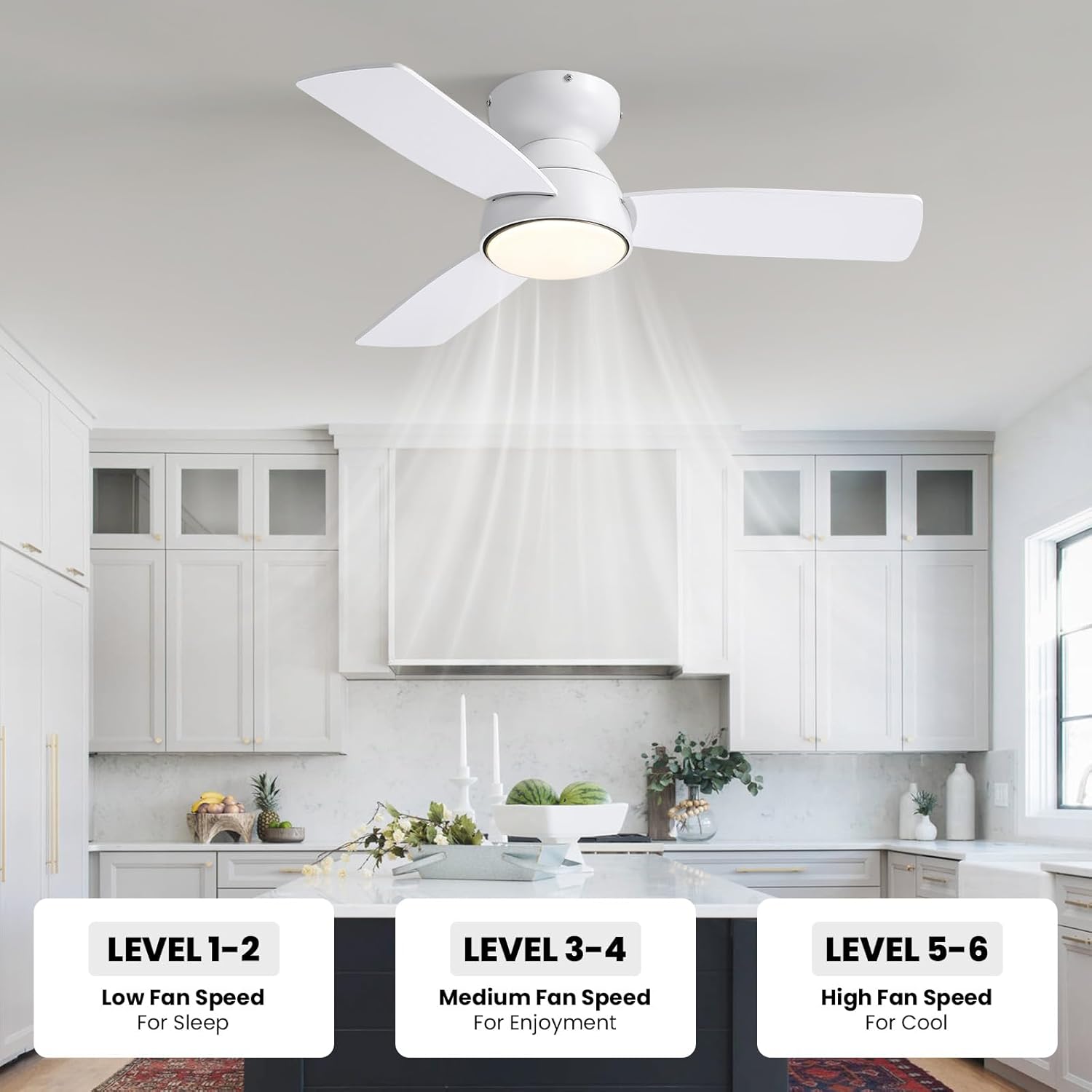 32" Fandelier, Ceiling Fan with LED Light and Remote/APP Control, 6-Speeds Reversible Fan Lights, 3CCT, Dimmable, Timable Small Chandelier Fan for Living Room, Bedroom-White