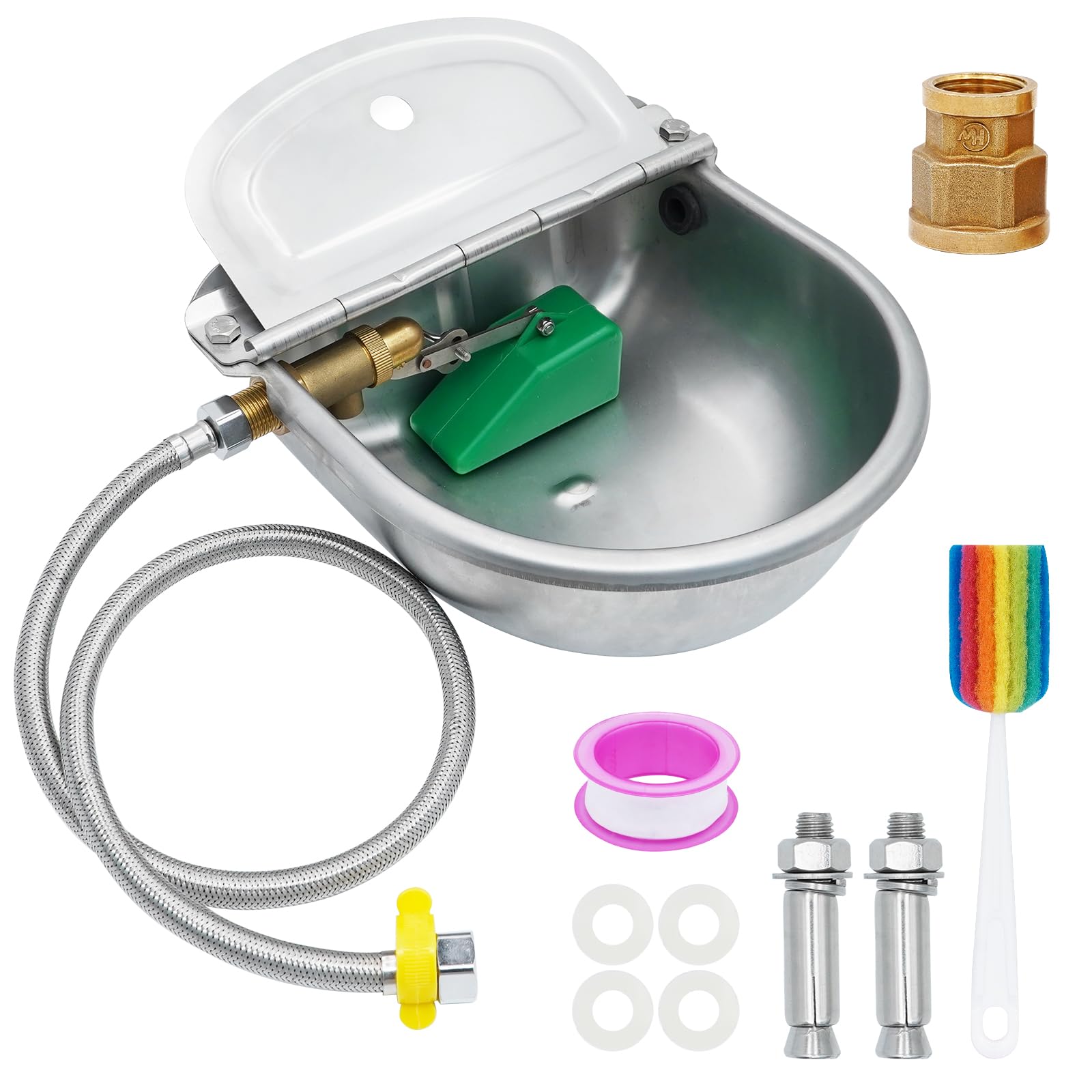 7 in 1 Bebedero Automático para Ganado para Perros, Dispensador de Agua de Acero Inoxidable para Coche para Exteriores para Perros Vacas Caballos Burros Pollo Mascotas Cabra
