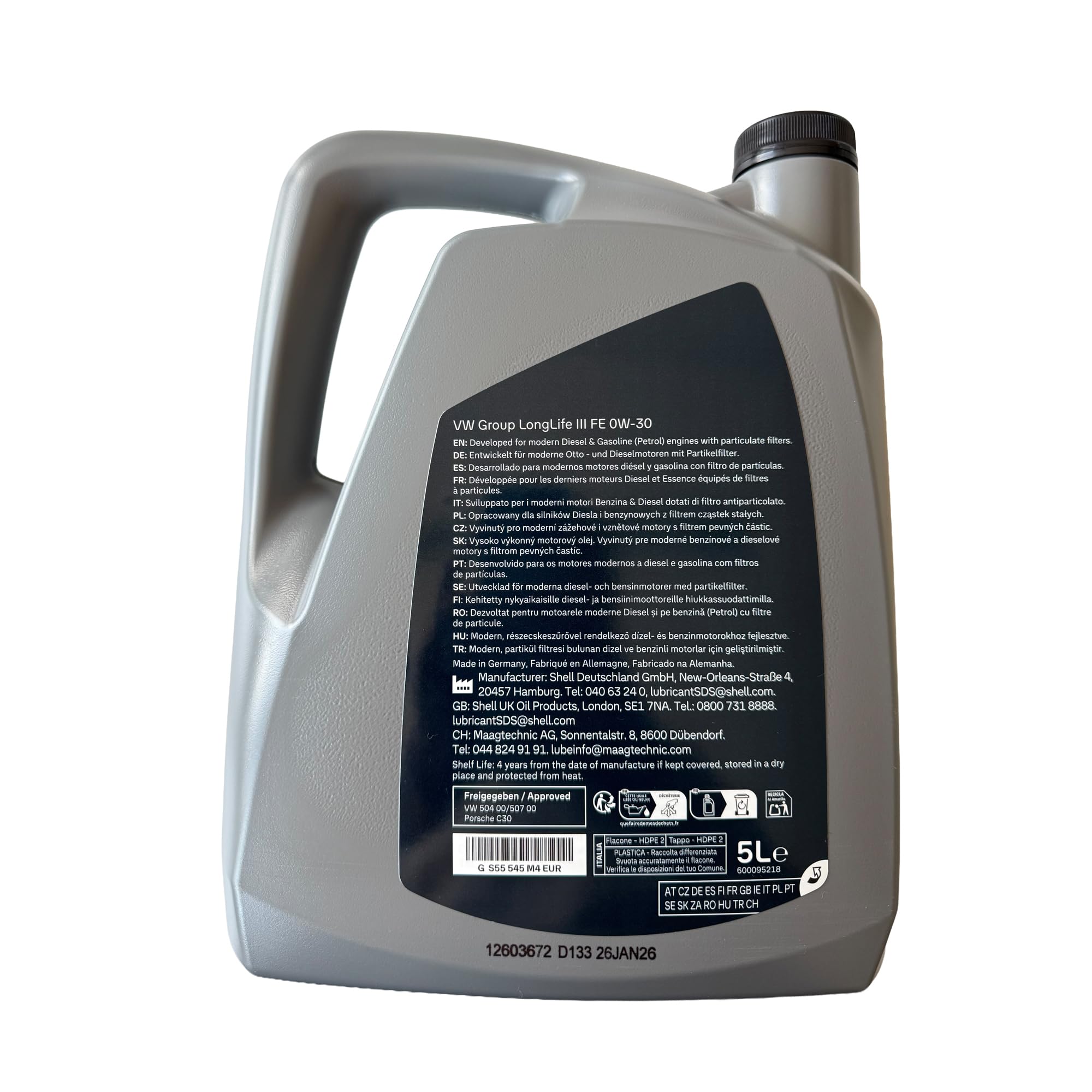 Volkswagen GS55545M4EUR Engine Oil, 5 L Longlife III, Longlife3