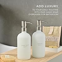 Vista 3 de MaisoNovo - Juego de dispensador de jabón de 2 piezas Botellas blancas de 16.9oz con bombas de acero inoxidable plateado