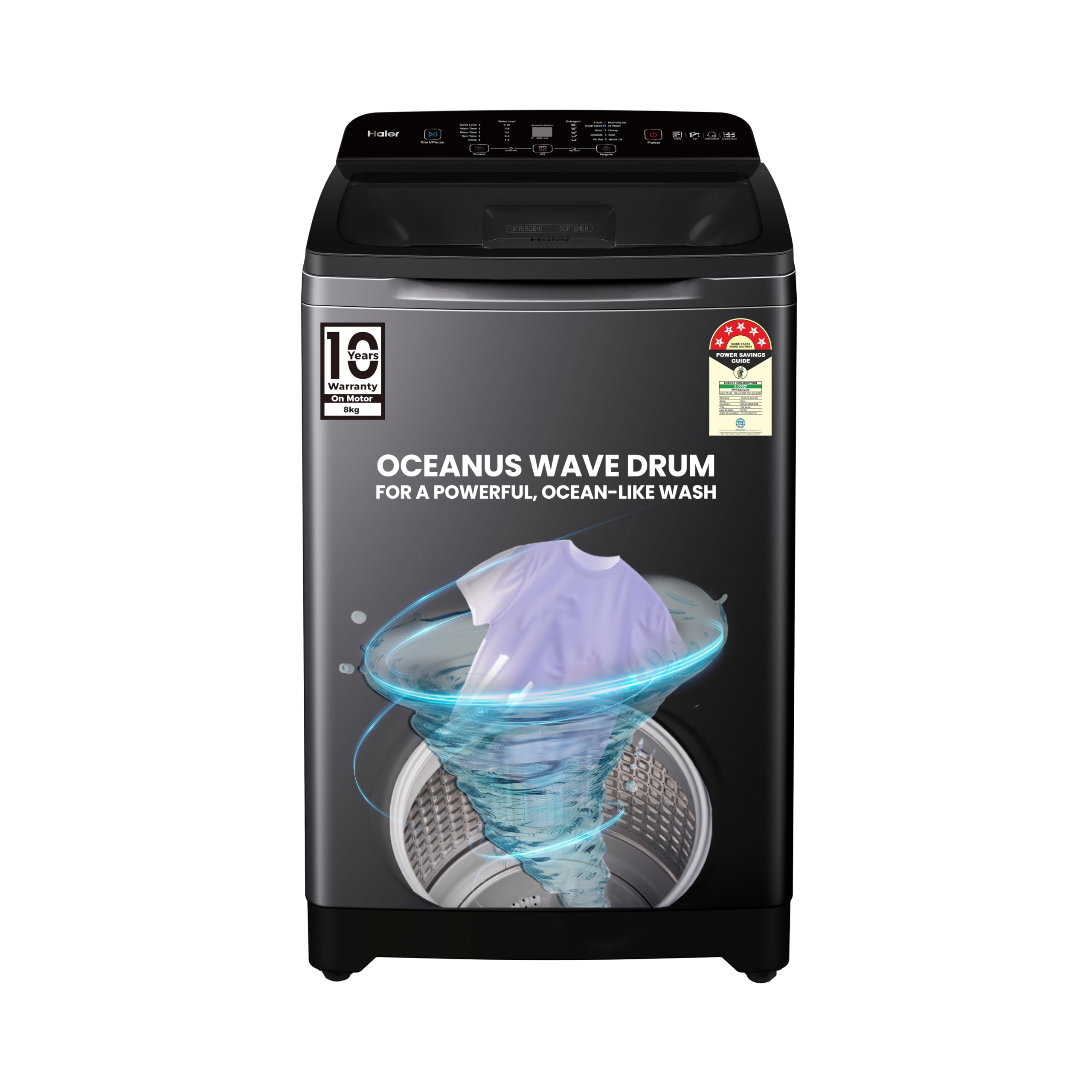 Haier 9 Kg Oceanus Wave Drum 15 Min Quick Wash Fully Automatic Top Load Washing Machine, Dark Jade Silver (ETL90-C8S8)-image-36