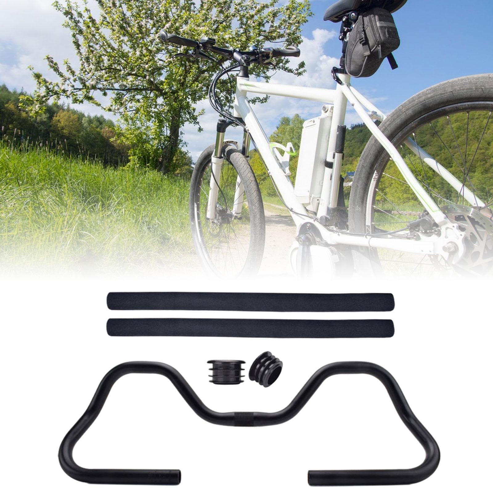 Lenker Aus Aluminiumlegierung, Butterfly Lenkererhöhung, Schwammgriffe, Zubehör Geeignet für Mountainbike, Rennrad, Trekking, 61cmx12cm