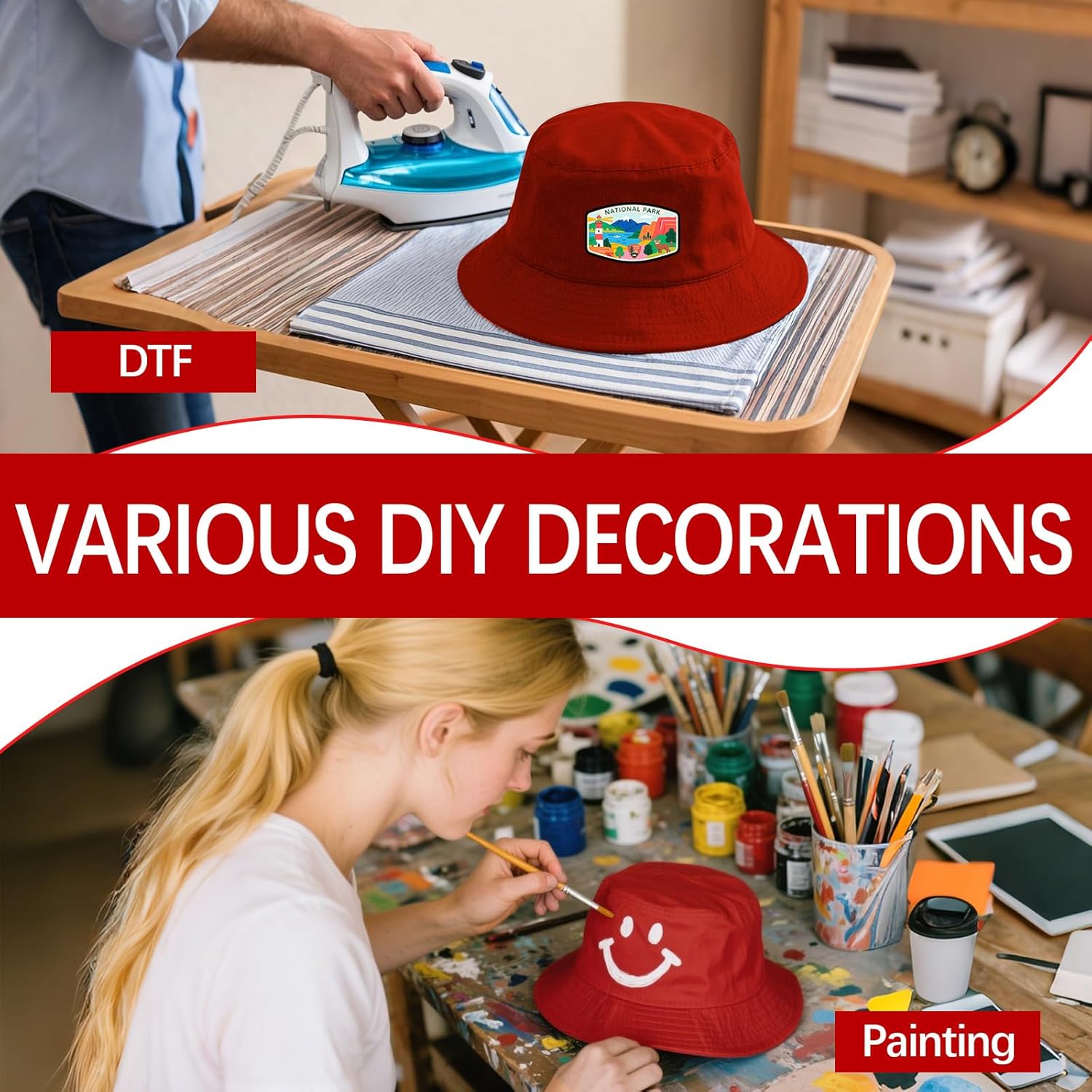 Sublimated Bucket Hats Bulk Solid Color DIY Blank Hat Bucket Hats for Men, Women and Adults - Image 6