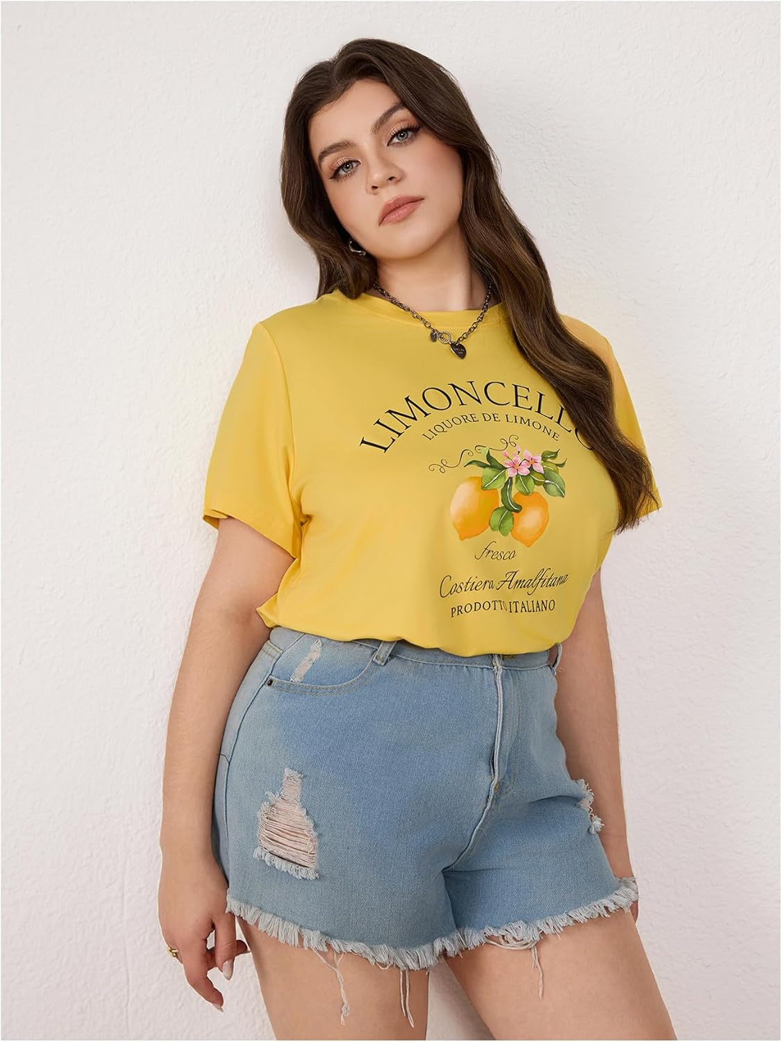 SweatyRocks Women's Plus Size Tees Letter Lemon Graphic Short Sleeve Casual Trendy T Shirt - Image 7