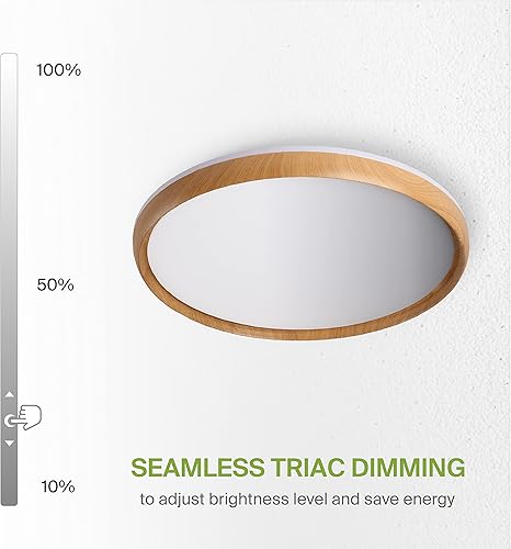 Miniatura 7 de ASD Lámpara de techo LED de 20 pulgadas de montaje empotrado - Modernas lámparas de techo de 42 W 2098 LM, 2700-5000 K regulables de madera