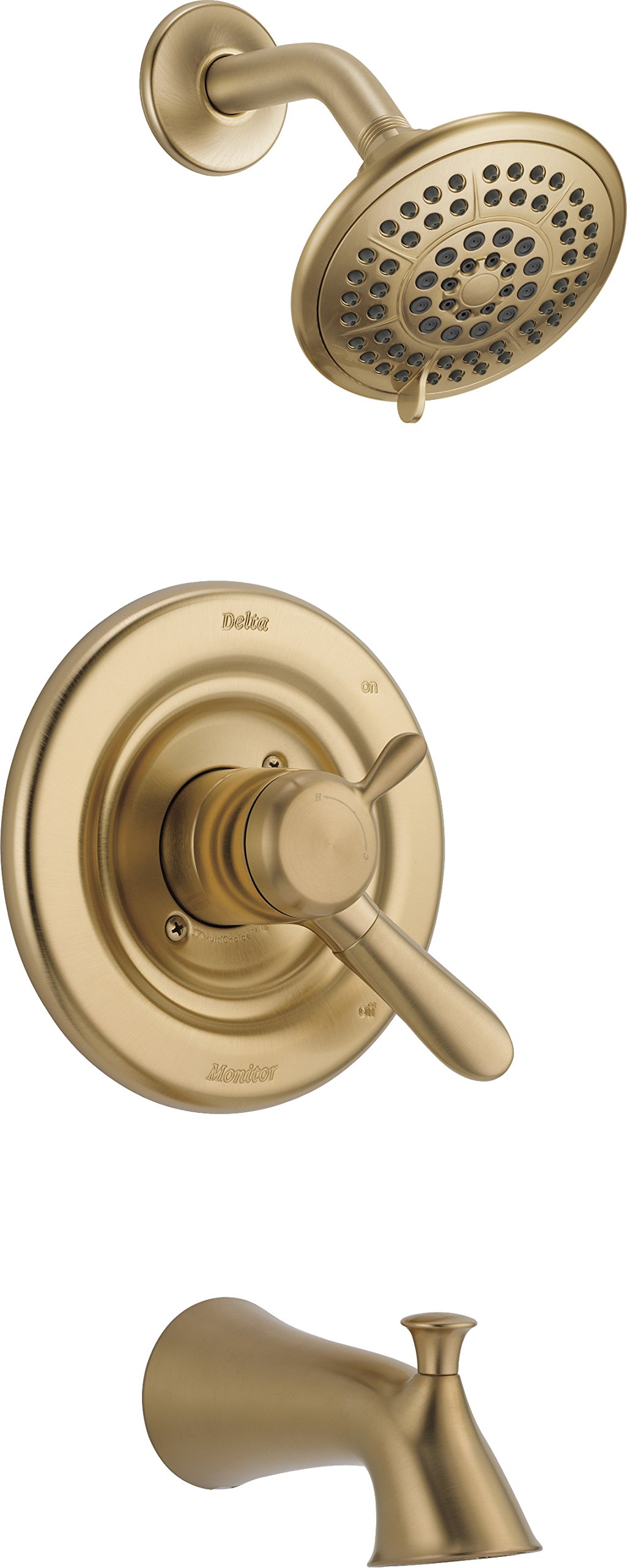 Faucet Lahara 17 Series Dual-Function Tub and Shower Trim Kit with 5-Spray Touch-Clean Shower Head, Champagne Bronze T17438-CZ (Valve Not Included)