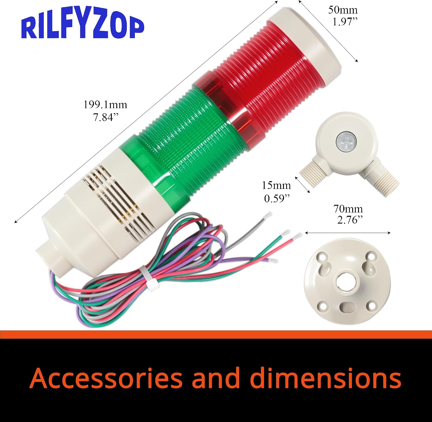 Industrial Signal Tower Light | Multi-Color LED Indicator Light | Built-in Buzzer | High Brightness | Suitable for Industrial Equipment Alarming | AC 110-120V, Durable Design | T50-2WJB
