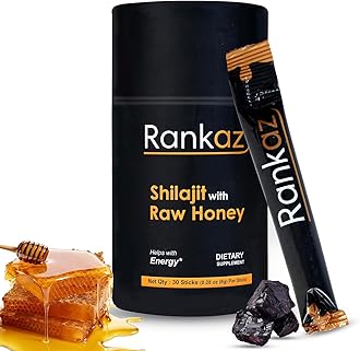Rankaz Natural Shilajit Honey Sticks Organic - 30 Sticks, Shilajit Honey Fulvic Acid and Trace Minerals