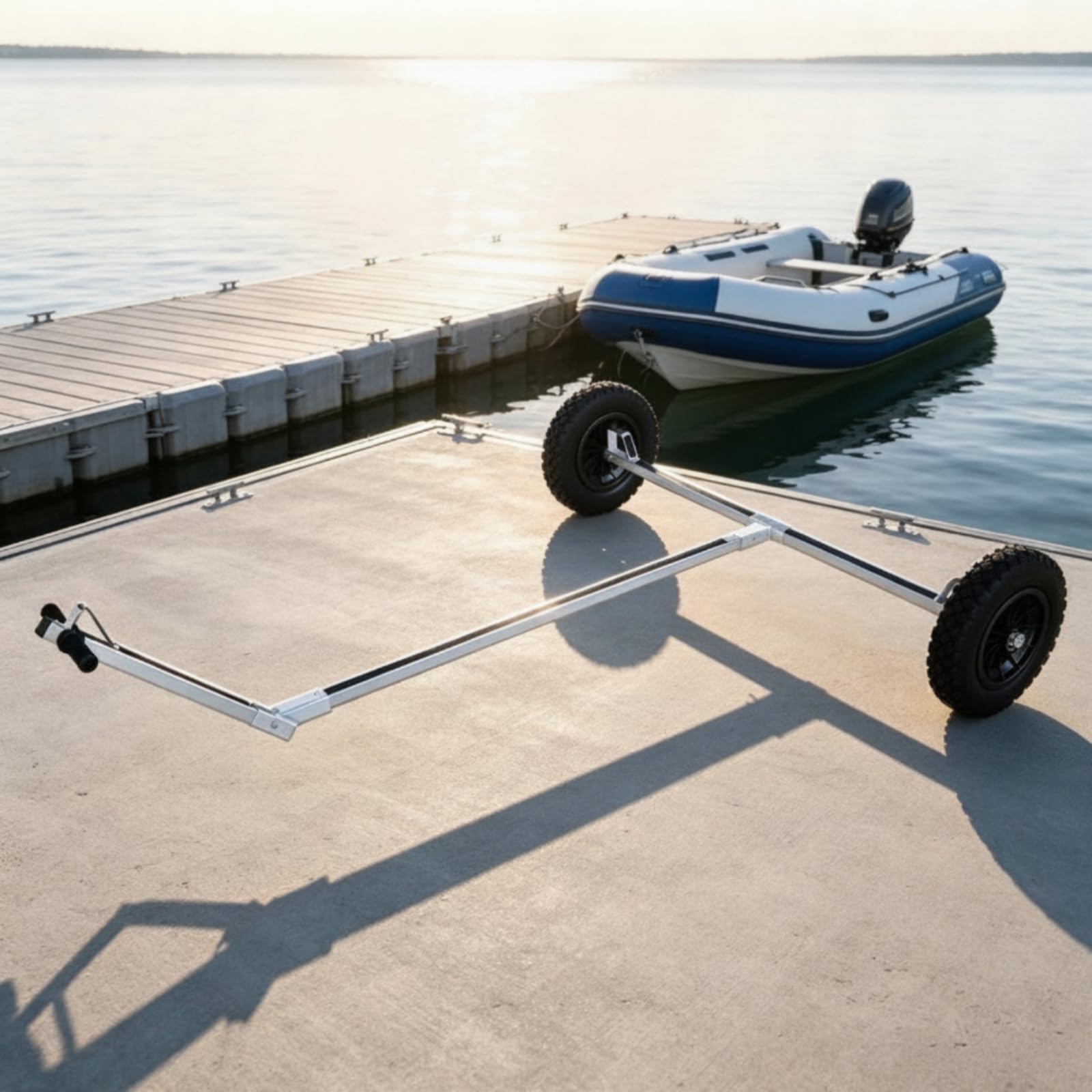 MERIGLARE Chariot de Voilier Remorque Bateau Diable Transport Support Aluminium Épais Pads Antidérapants Roues Souples Prise Main Confortable Adapté au Port Promenade Côtière Hangar Nautique