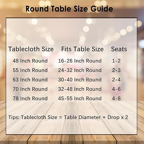Miniatura 7 de Mantel redondo impermeable a prueba de derrames y manchas, sin arrugas, lavable, de tela decorativa para cocina, comedor, fiestas, bufé, boda (55