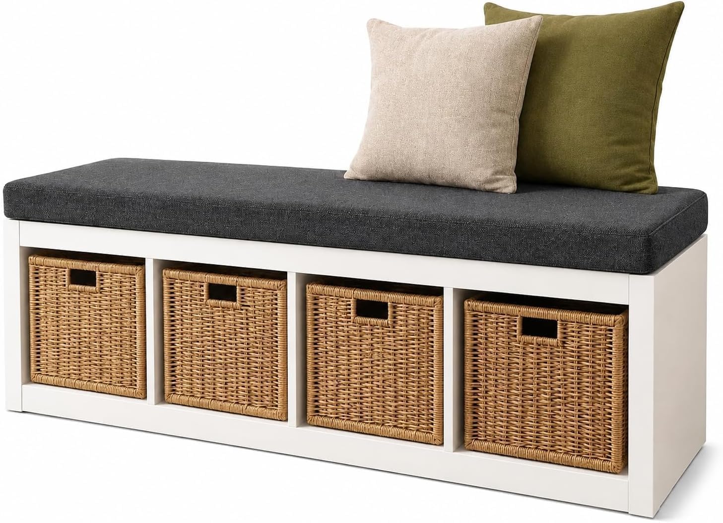 SLUMBER HOME Bench Cushion for IKEA KALLAX, High Density Foam Seat Pad for Storage Unit,Shoe Rack, TV Stand, Hallway & Window Seat (Charcoal, KALLAX TV Bench 147×39 cm, Square)