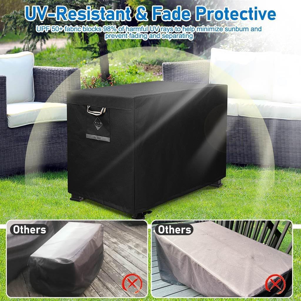 QH.HOME Fire Pit Cover Rectangular Super Waterproof 42" L x 24" W x 24" H, UPF 50+ Outdoor Fire Pit Table Cover 600D Strong Tear Resistant and Fading Resistant for Rectangular Fire Pit - Black - Image 5