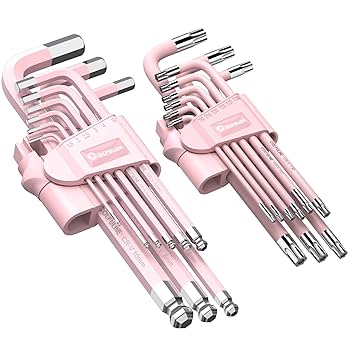 COLFULINE Różowy Zestaw Kluczy Imbusowych i Torx 18 szt