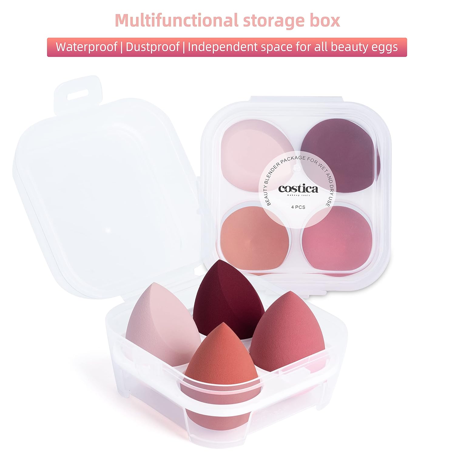 Beauty Blender Makeup Sponge Set Flawless for Liquid with Storage Box Pink : Beauty & Personal Care