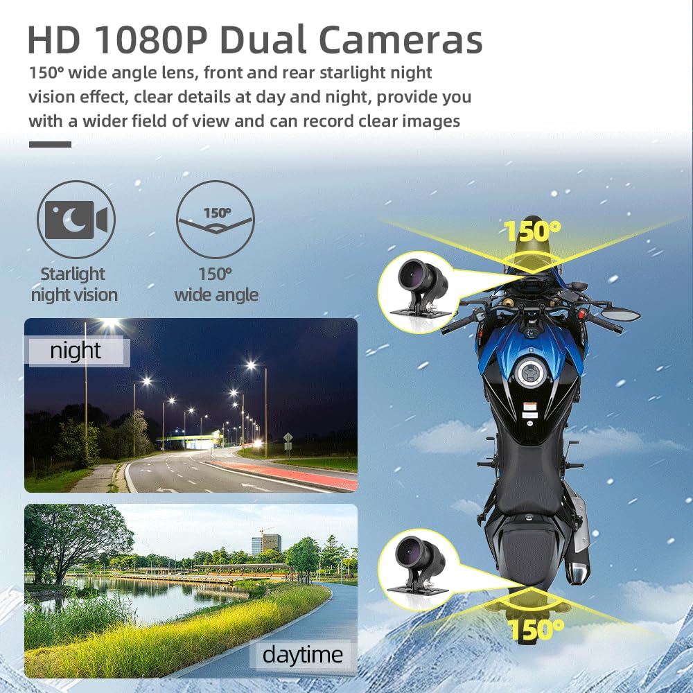 Amazon.com: VSYSTO Motorcycle Dash Camera, WiFi 2 Inch Screen