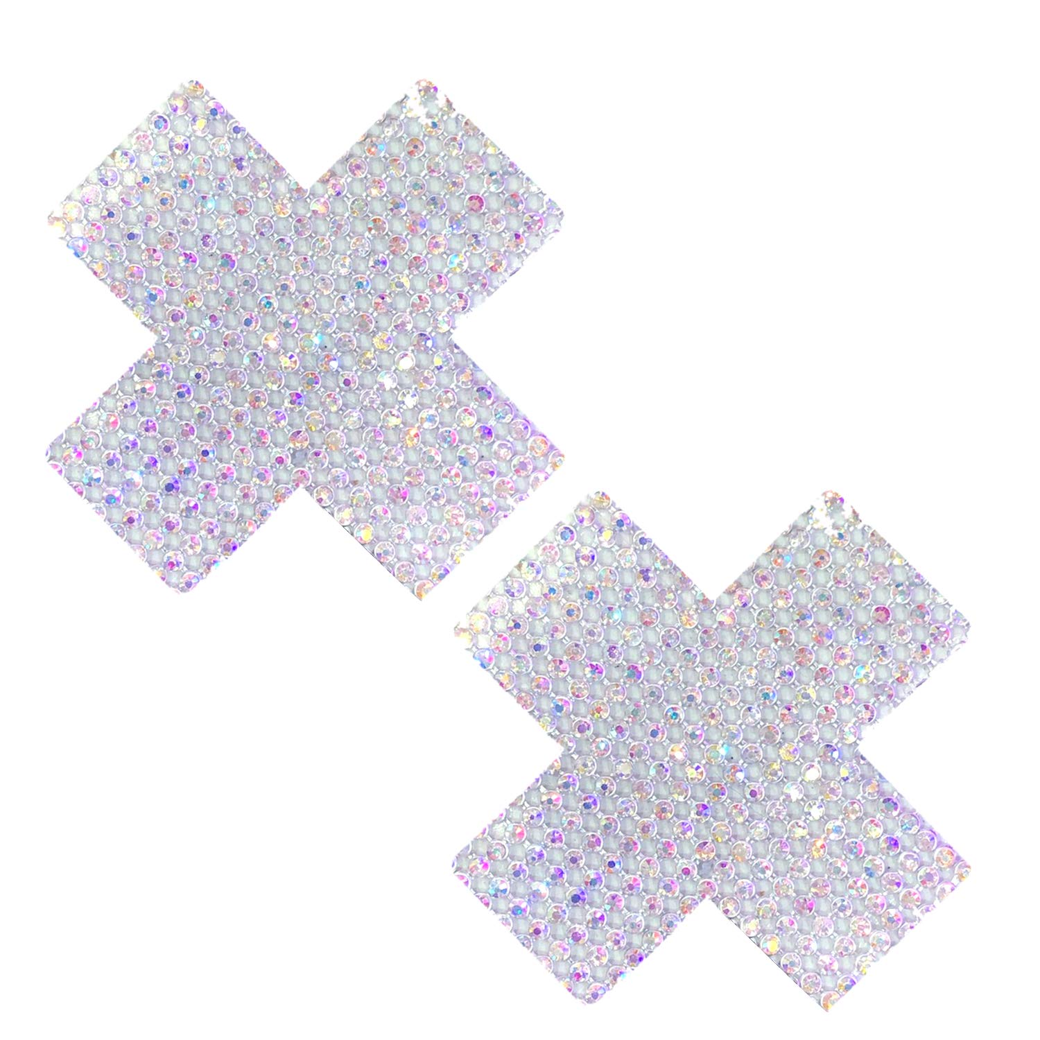 Neva Nude Iridescent Crystal Beamz Nipztix Pasties Nipple Covers for Festivals, Raves, Lingerie and More, Made in USA