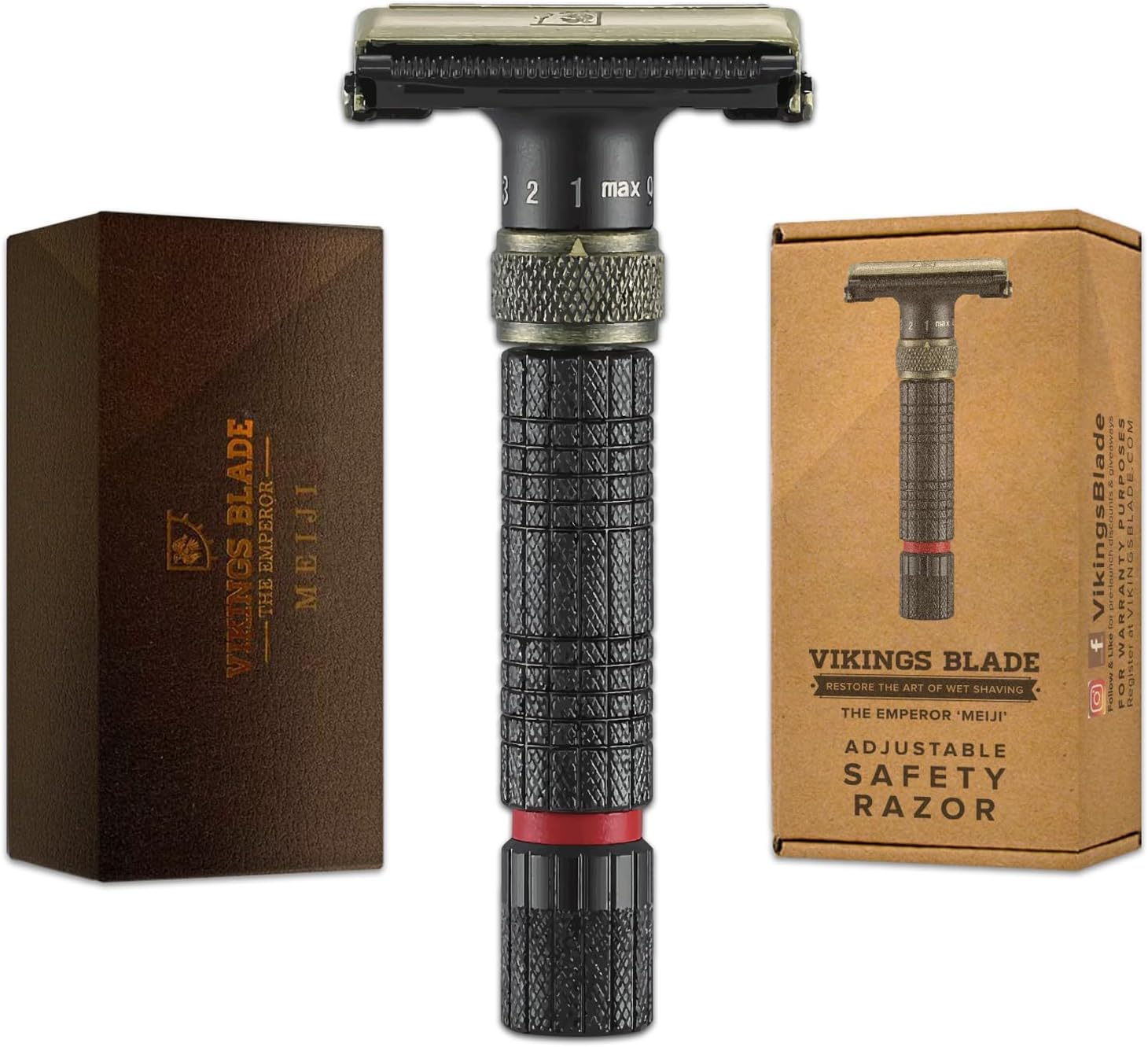 VIKINGS BLADE Adjustable Double Edge Safety Razor, The Emperor MEIJI by