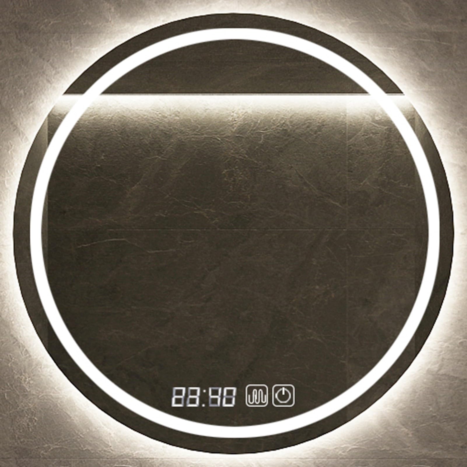 Miroir de salle de bain LED rond mural tactile anti-buée moderne