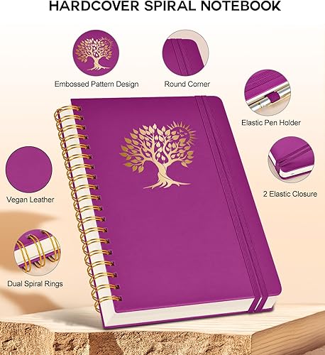 Miniatura 3 de Cuaderno grande en espiral para mujeres y hombres, 300 páginas rayadas numeradas, con rayas universitarias, cuaderno encuadernado en espiral de tapa