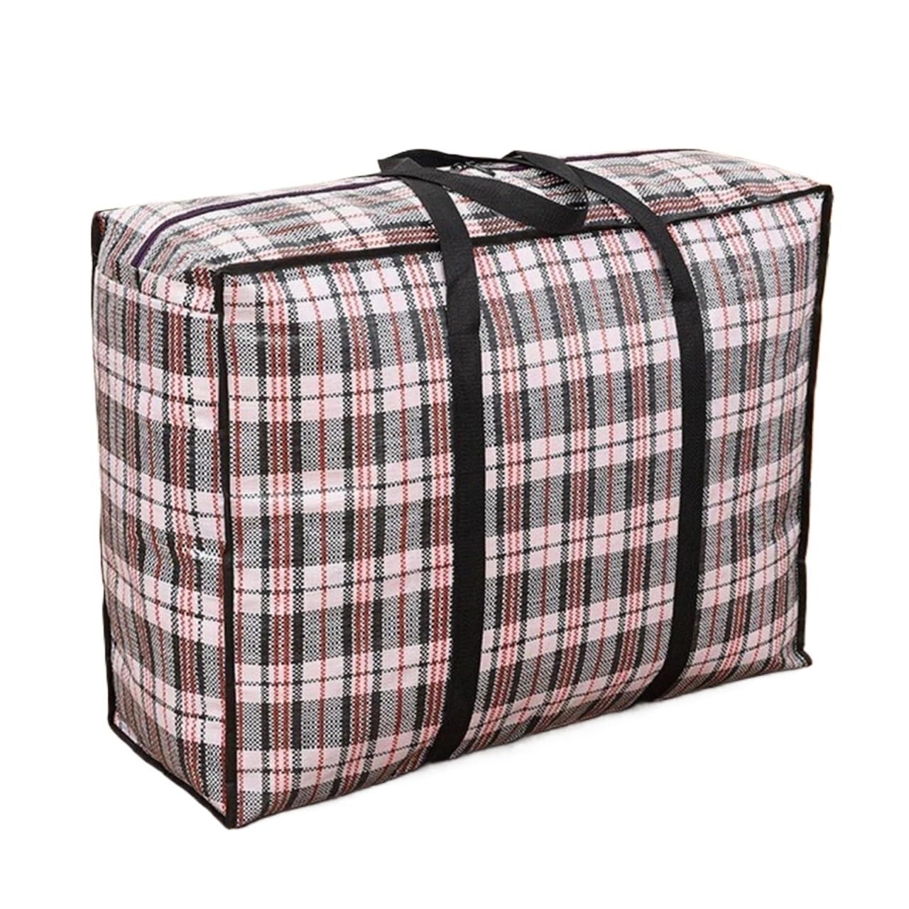 UBOHUZ 10 Pcs Waterproof Portable Moving Bag Multifunctional Luggage Packing Thickened Woven Large Capacity Quilt Clothing Storage for Moving House(Black,50X32X23cm-S)