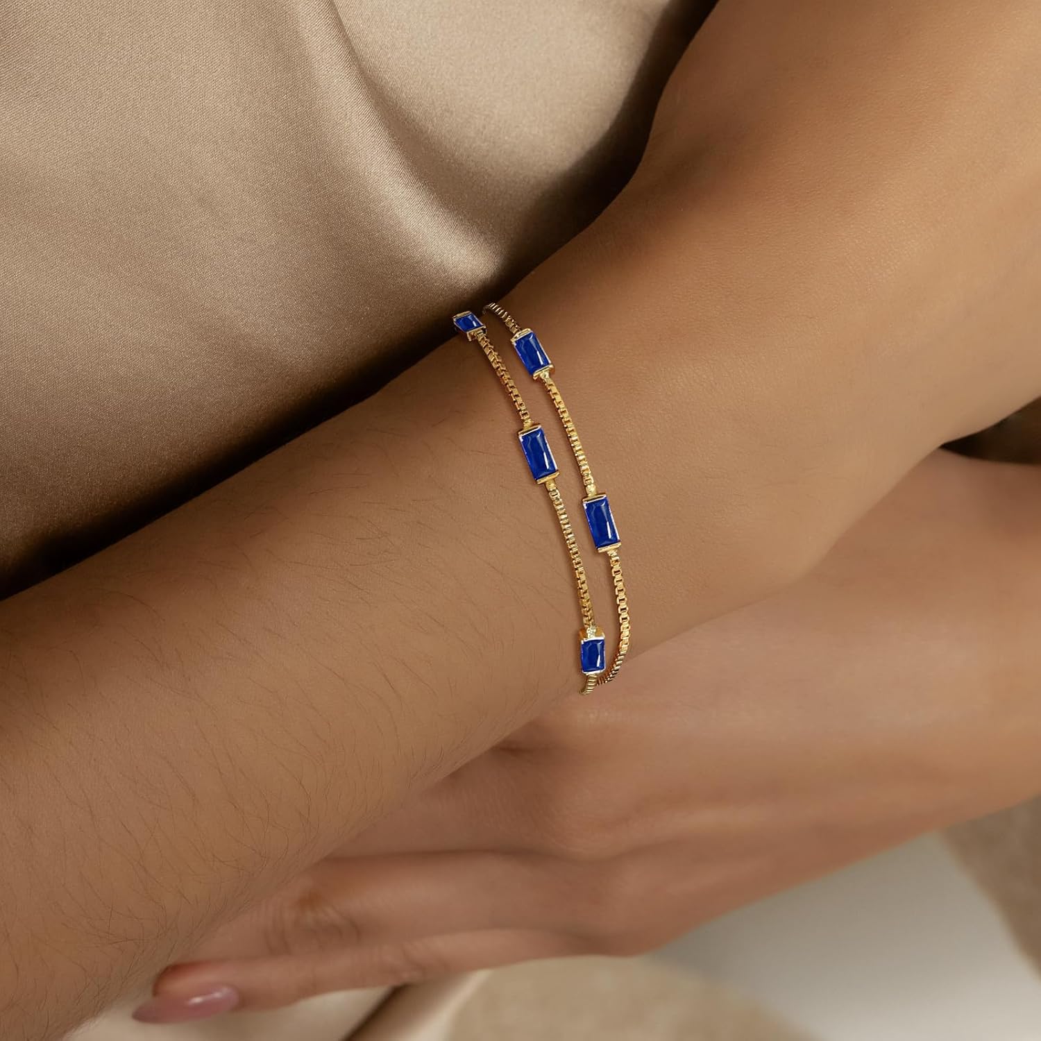 Gold Birthstone Bracelet for Women Trendy 14K Gold Dainty Bracelet for Friend Friendship Birthday Mother Gifts for Her Jewelry - Image 2