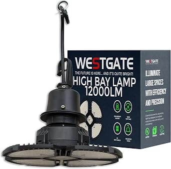 High Bay Lamp 12000LM - Indoor LED High Bay Lighting Fixture with E26 Socket and Adjustable Angles - 5000K Color Temperature Ideal for Shops, Warehouses and other Large Areas Lighting 100 Watts