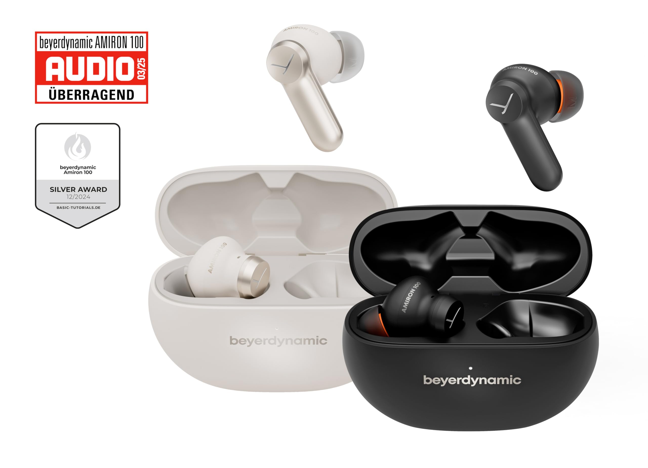 beyerdynamic AMIRON 100 True Wireless Kopfhörer mit Aktiver Geräuschunterdrückung, 27 Stunden Akkulaufzeit, Transparenzmodus, Bluetooth® 5.3, kompaktes Design in schwarz