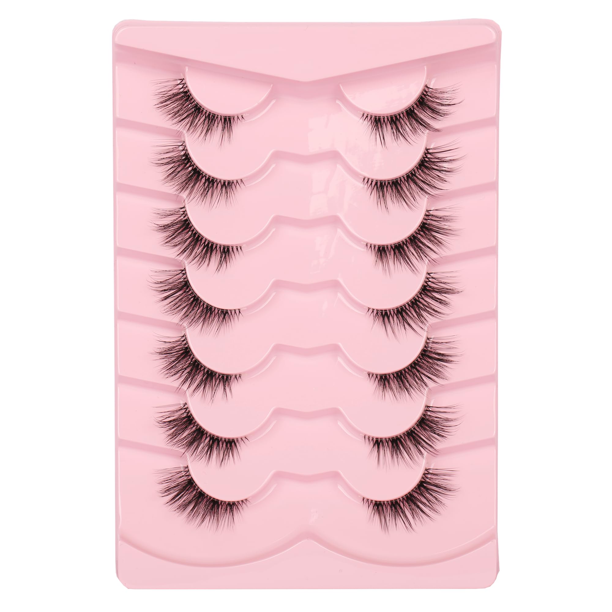 GmagictoboHalf Lashes Cat Eye Look Natural False Eyelashes Clear Band Fake Eyelashes 7 Pairs Pack