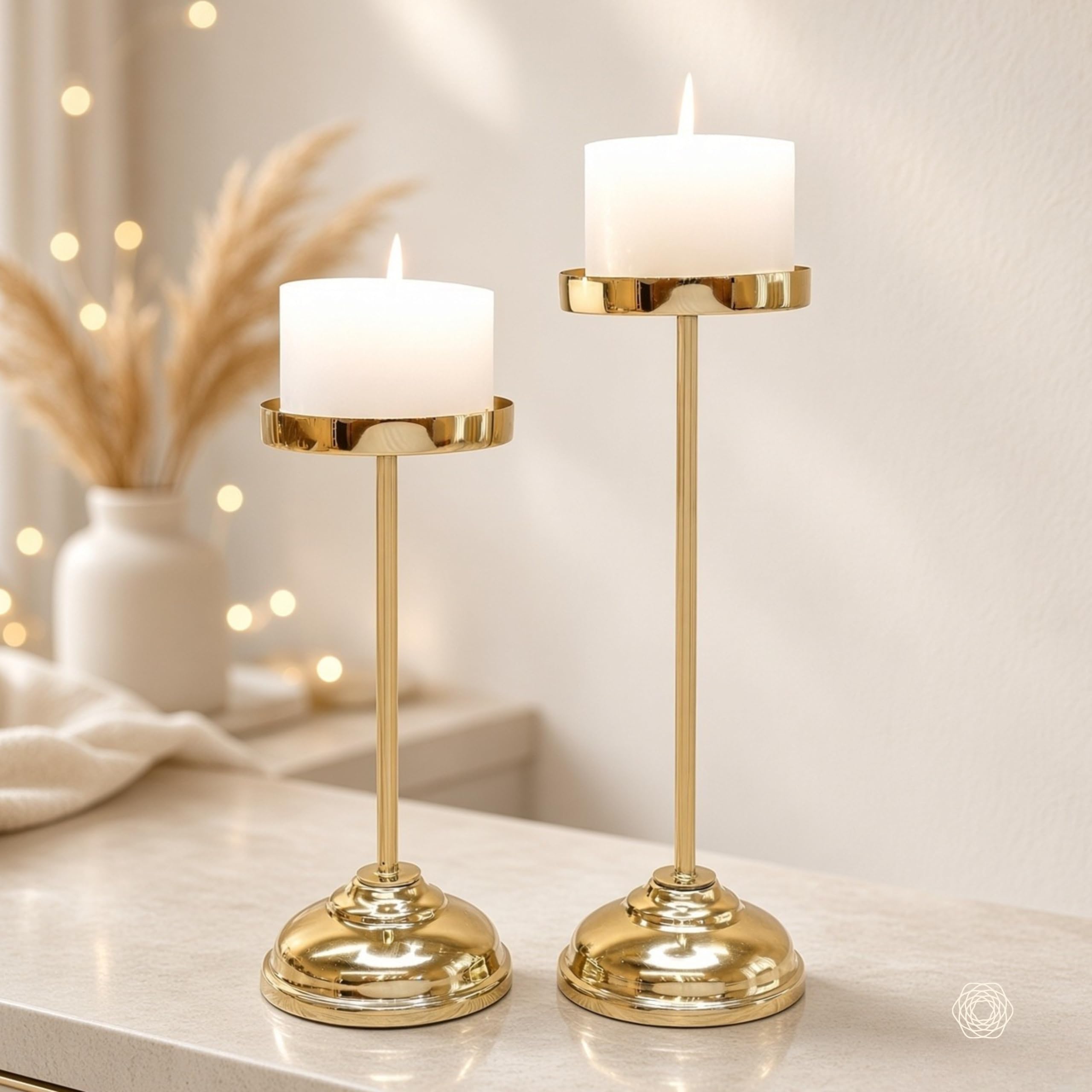 Behoma Metal Pillar Candle Holders - Set of 2 -15 Behoma Metal Pillar Candle Holders - Set of 2 -15