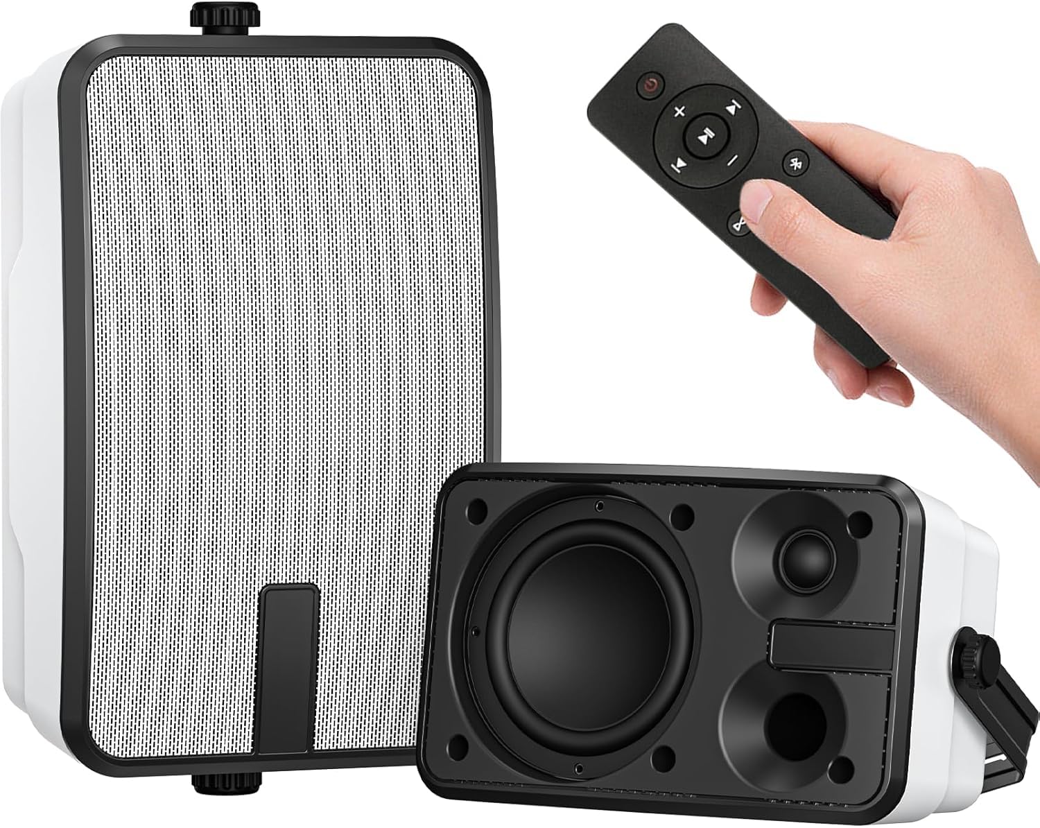 Głośniki Bluetooth 400 W, wodoodporne IPX5, mocny bas, bezprzewodowa synchronizacja z 100 głośnikami, montaż ścienny na patio, werandę, garaż, parę (MZ-621)