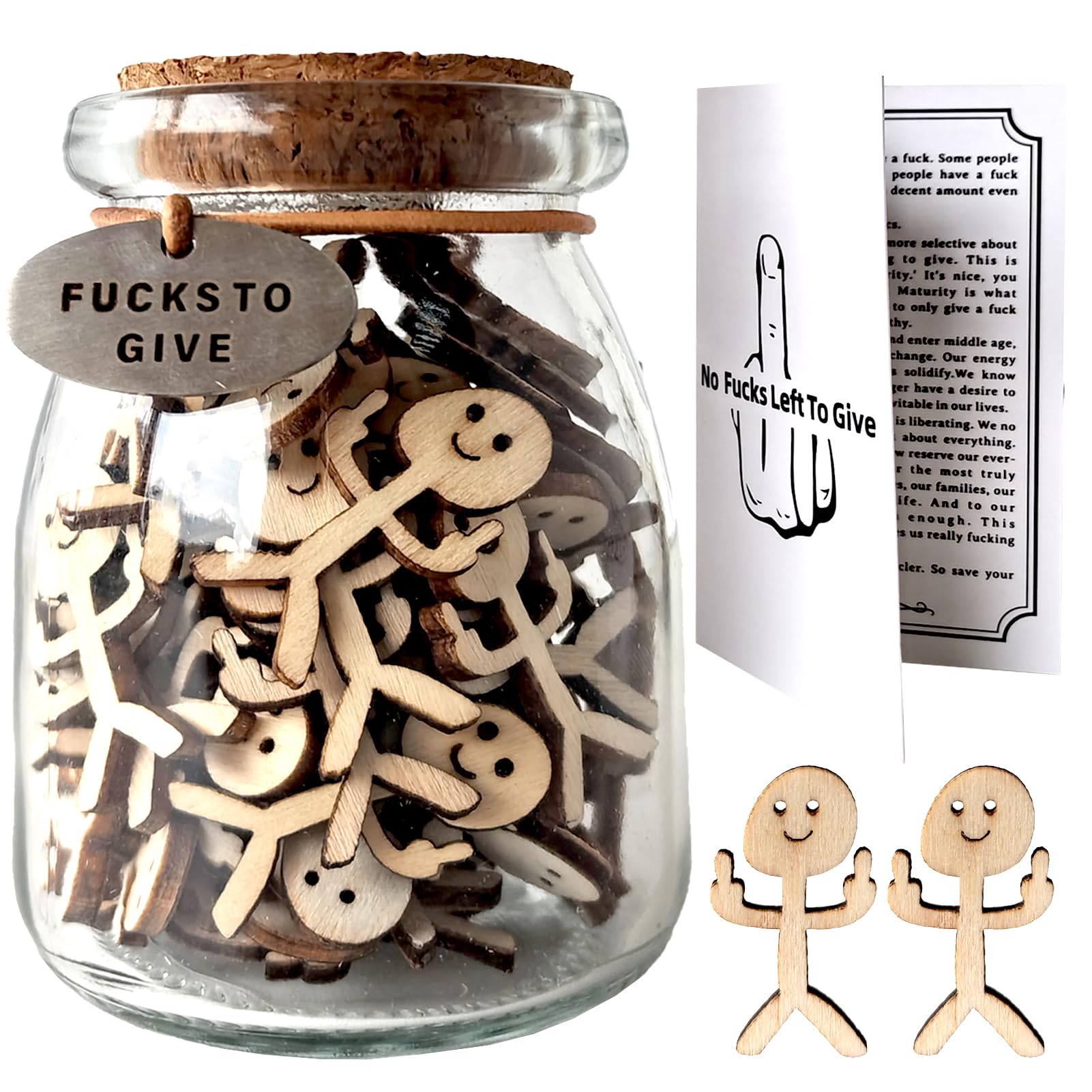 Jar of Fucks to Give, Fuck Jar Gag Gifts, Bottle of Fucks, Fucker Wooden Cutout in A Jar for Friends Birthday
