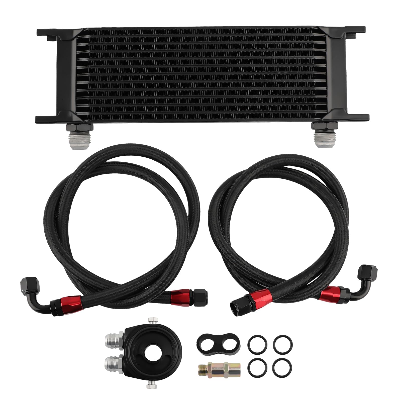 maXpeedingrods Radiatore olio 13 serie AN10 universale motore trasmissione radiatore olio 3/4 "UNF16 kit tubi nero