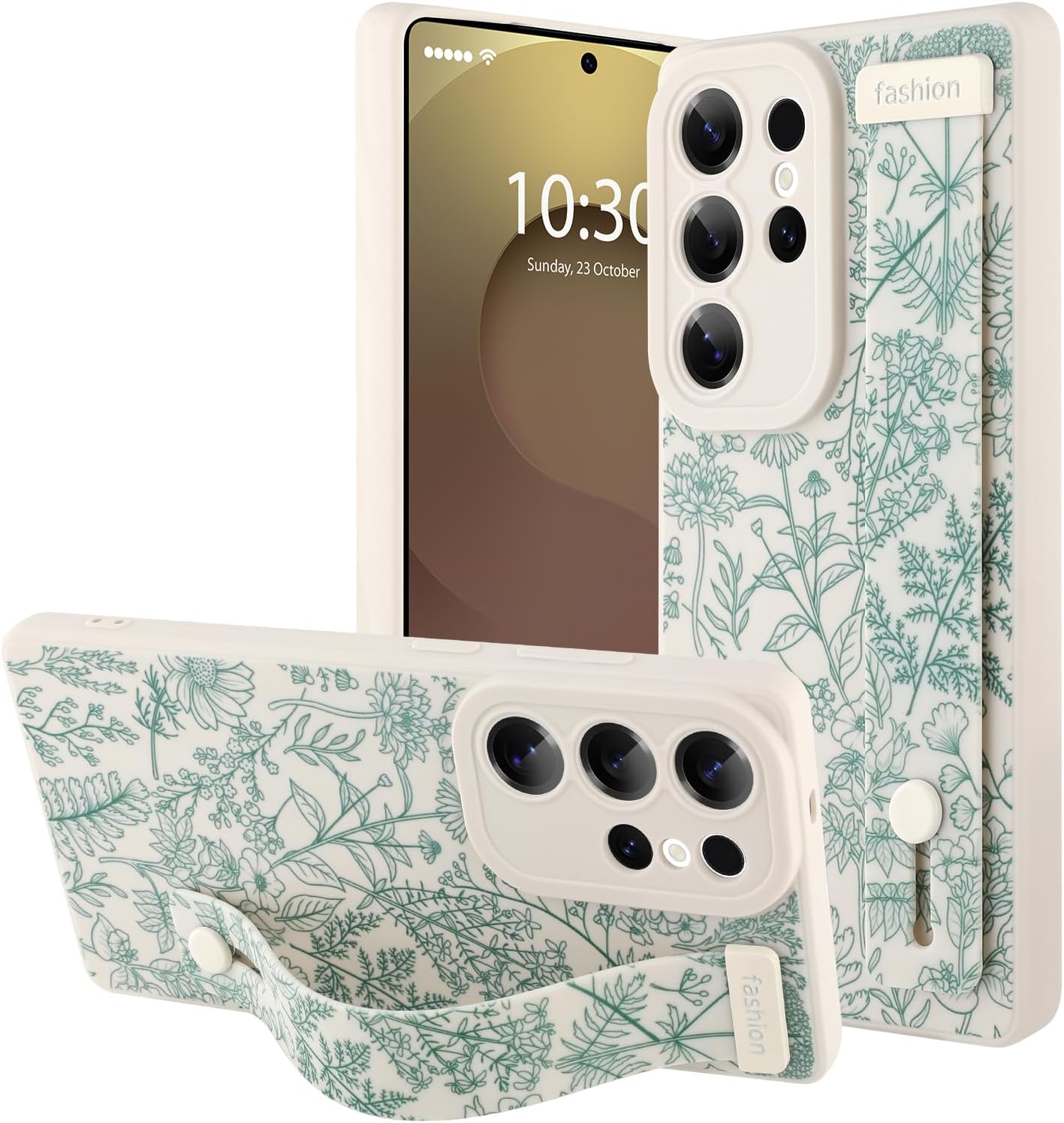 OOK Case for Samsung Galaxy S25 Ultra with Finger Strap White Sage Flower