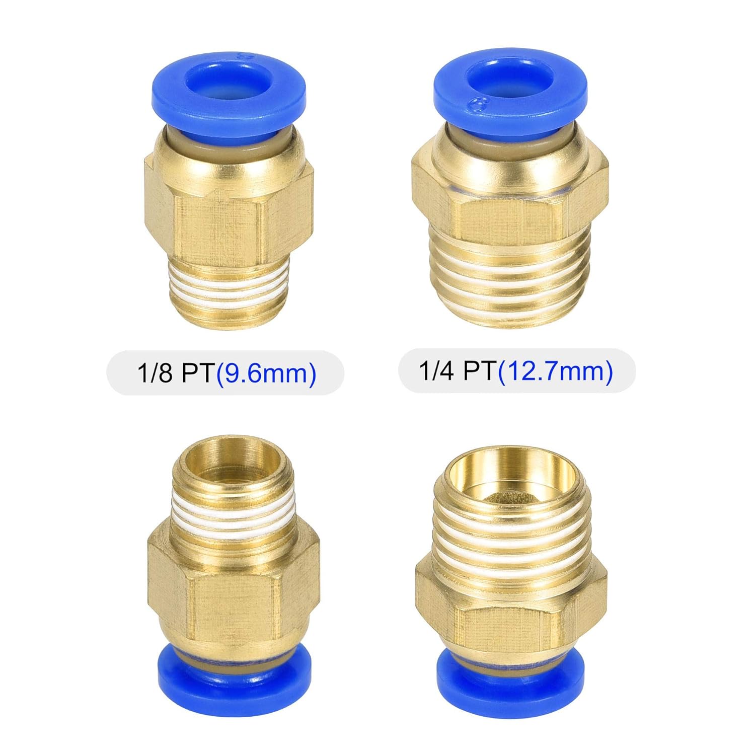 uxcell Pneumatic Air Hose Tubing PU Air Compressor Tube 4mm(5/32'') ID x 6mm(1/4'') OD x 10m/32.8Ft Pipe Blue with Connect Fitting Kit