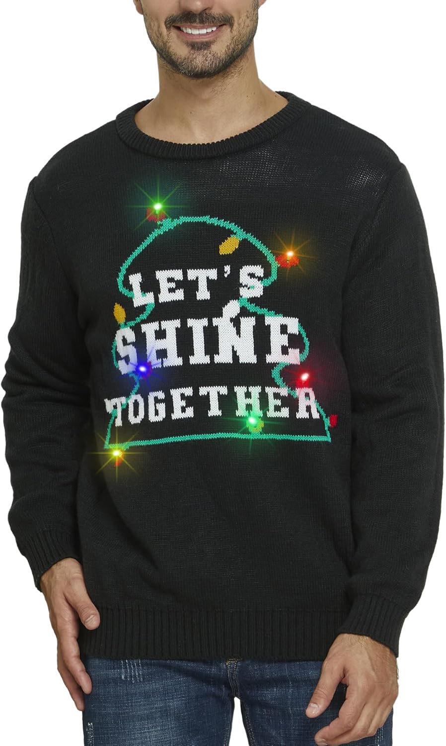 VENTELAN Men's Ugly Christmas Sweater Funny Santa Xmas Crew Neck Sweaters