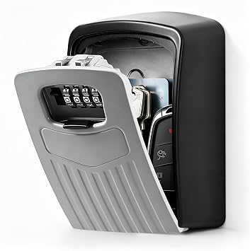 Extra Large Key Storage Security Lock,V-Resourcing Sturdy Wall Mounted Outdoor, Re-settable 4 Digit Combination Lock Box,Share and Secure Keys for Home,Office,Garage etc[Internal size11.4x8.2x4.8cm]
