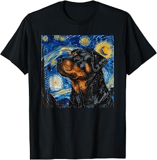 Rottweiler Dog Van Gogh Style Starry Night T-Shirt for Men Women Girls Kids