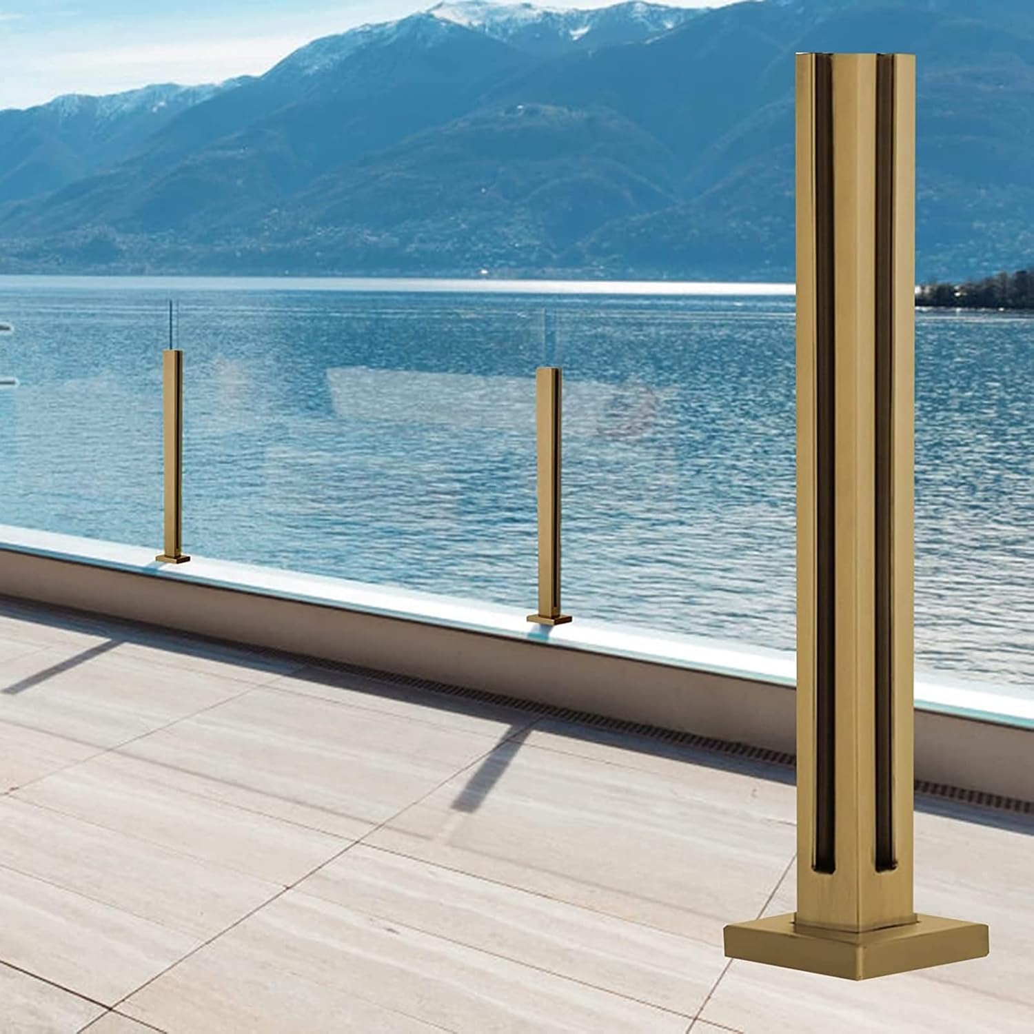 Poteau de balustrade en verre doré 85cm poteau d'angle terrasse balcon