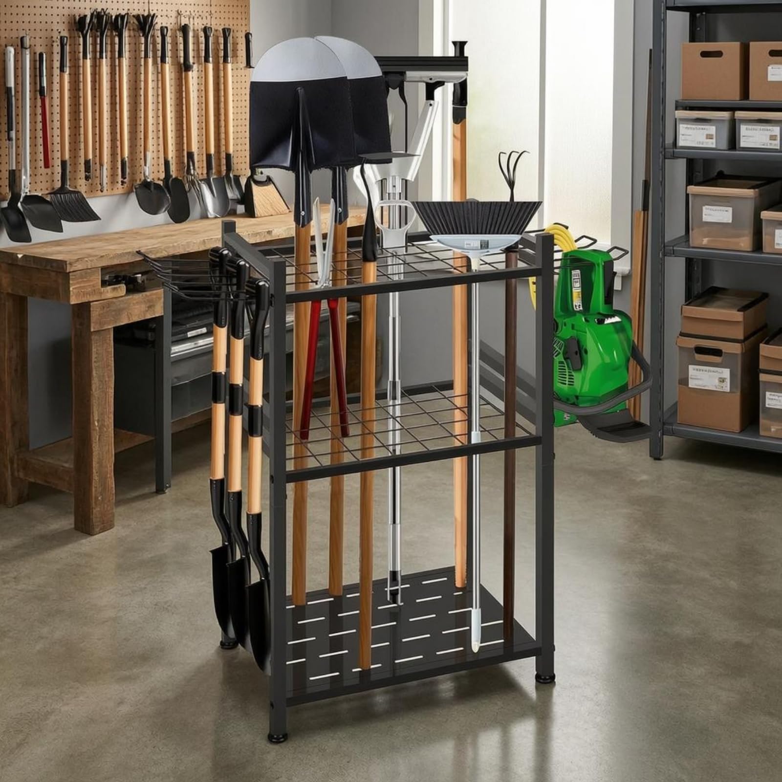 Colcolo Organizzatore Esterno Portattrezzi da Giardino Scaffale Ripiano Portaoggetti con Supporti Laterali in Acciaio al Carbonio Alloggiamenti Salvaspazio
