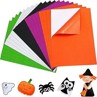 20 Pcs Halloween Felt Sheets Fabric Adhesive Backed 8.3 x 11.8 Inches 1.6 mm Thick Adhesive Felt Fabric Assorted Colors St...