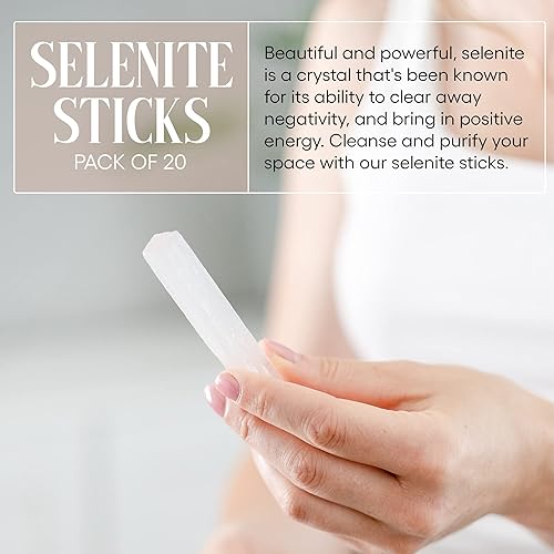 Miniatura 2 de Varitas de cristal de selenita  Varitas de selenita para reiki y energía metafísica, cristales de protección para calma y enfoque, juego de 20