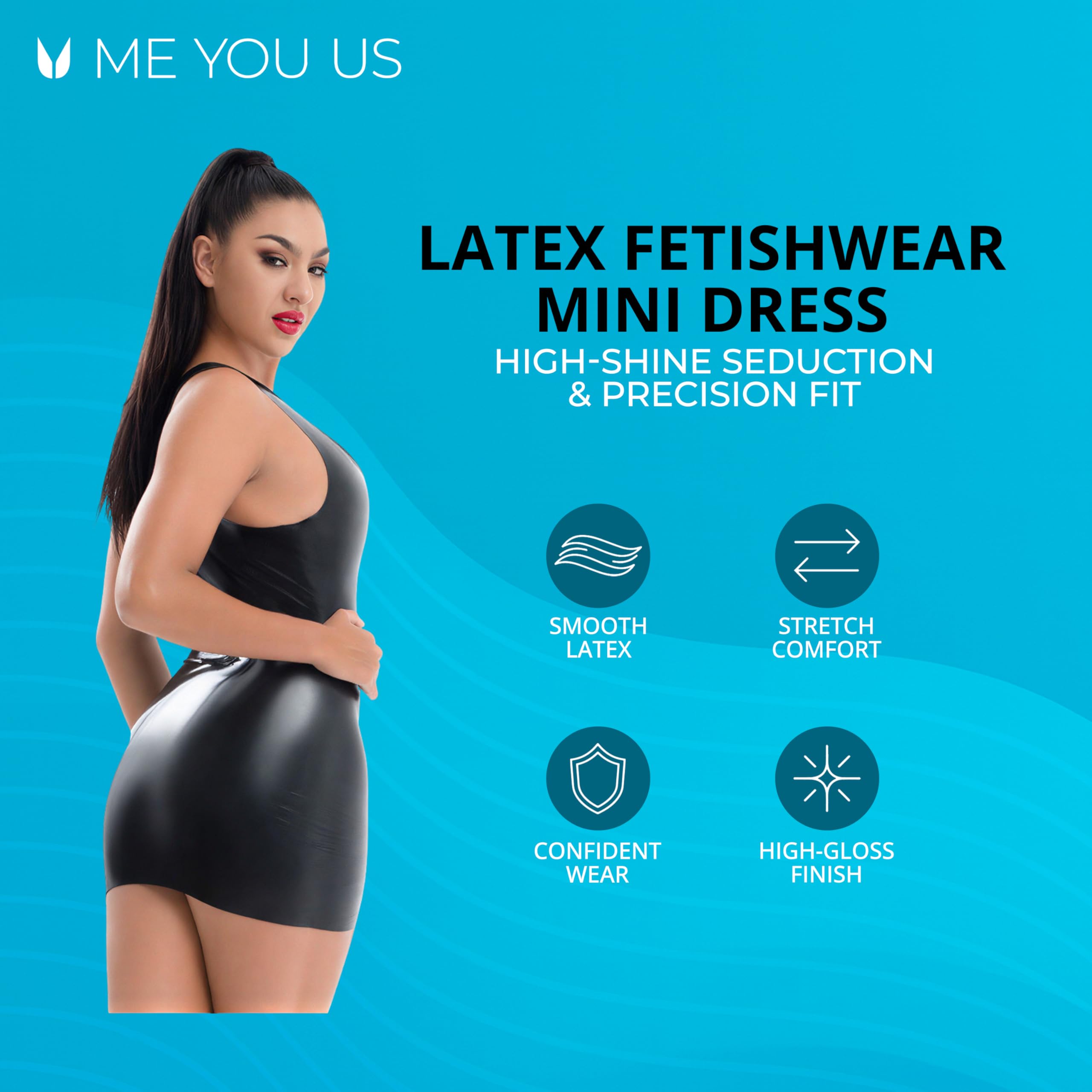 ME YOU US - Mini-robe en latex - Vêtements fétiches, noir