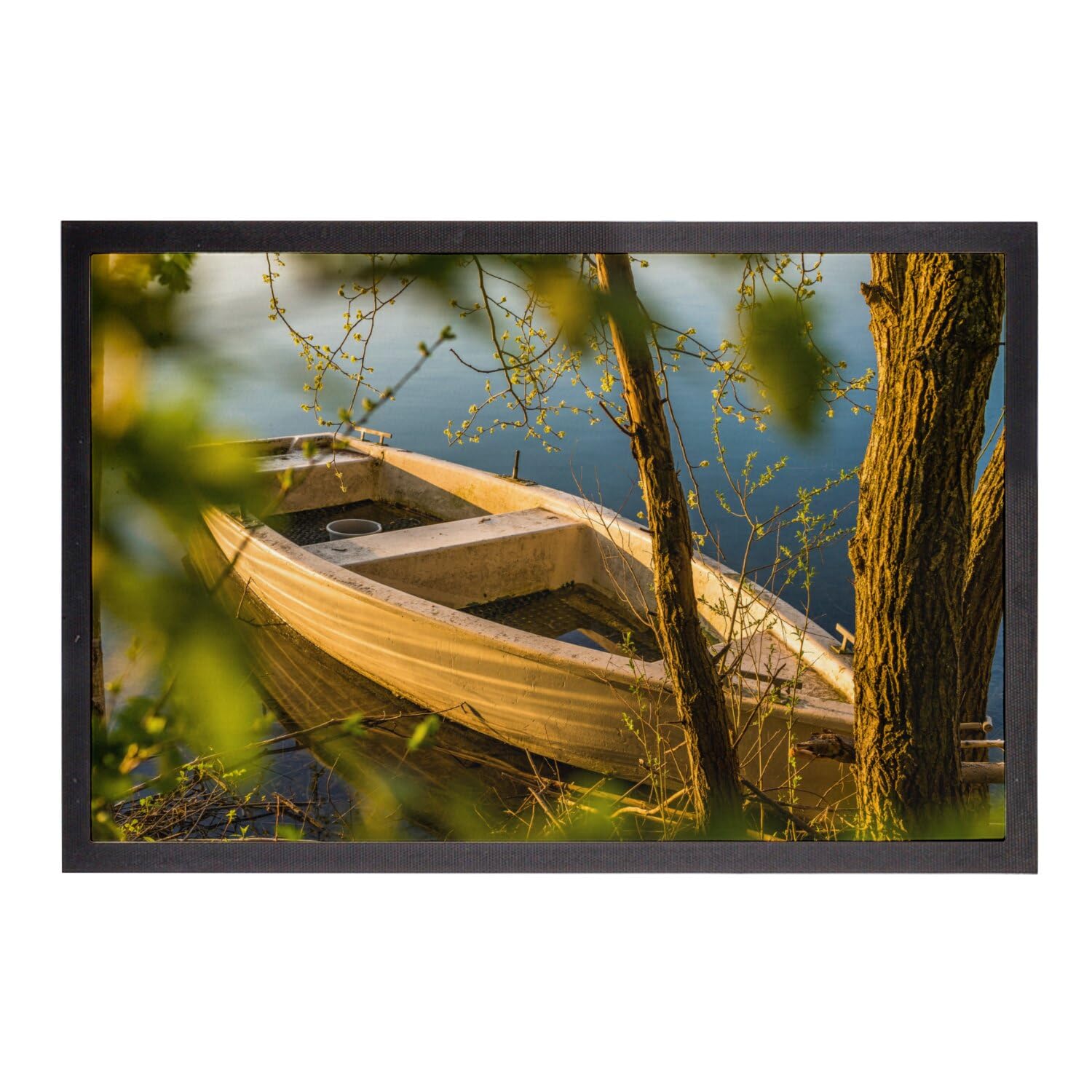 Paillasson barque en bois paysage nature printemps tapis d'entrée 60x40cm