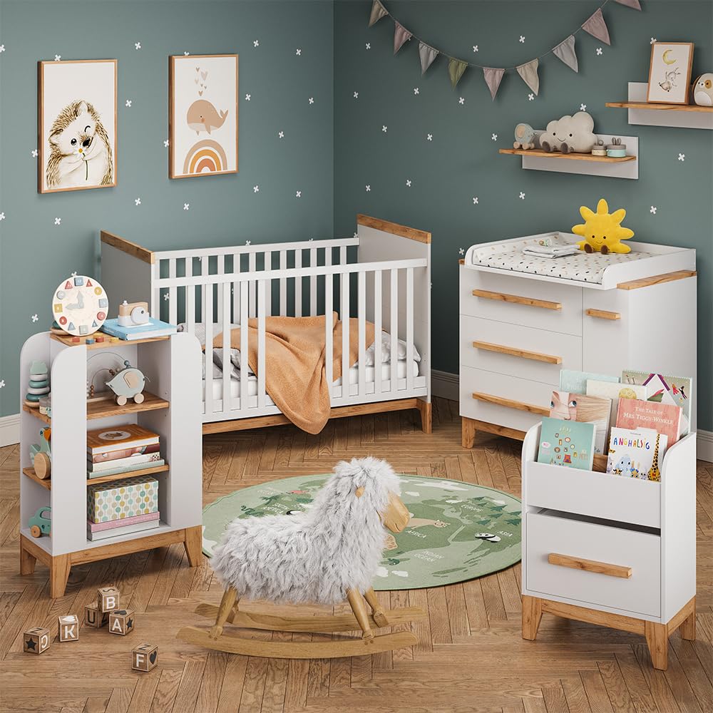VitaliSpa Estantería Infantil Malia, Blanco/Artesano, 60 x 88 cm con 9 Compartimentos, con estantes Ajustables en Altura y Espacio de Almacenamiento Abierto
