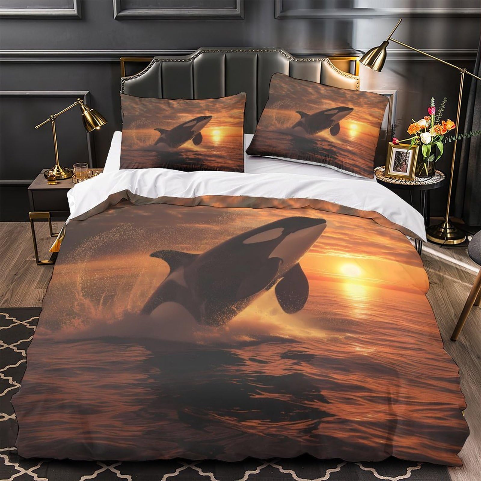 Housse de couette orque 3D en microfibre 140x200 cm avec 2 taies d'oreiller pour lit simple