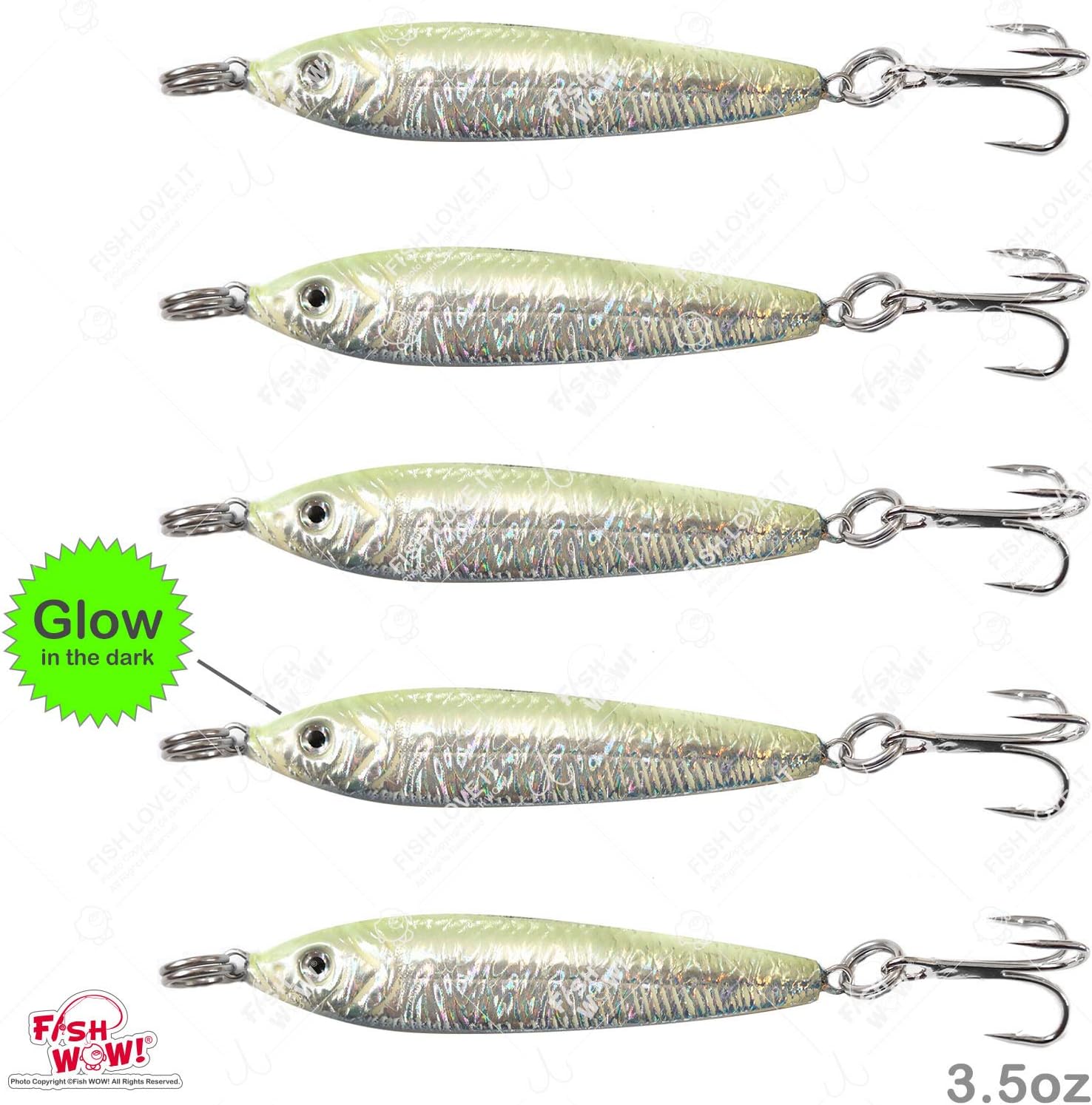 10pcs 3.5oz Fishing Mega Metal Bait Jig with a Sharp 3X Treble Hook 2 Colors - Fish WOW!