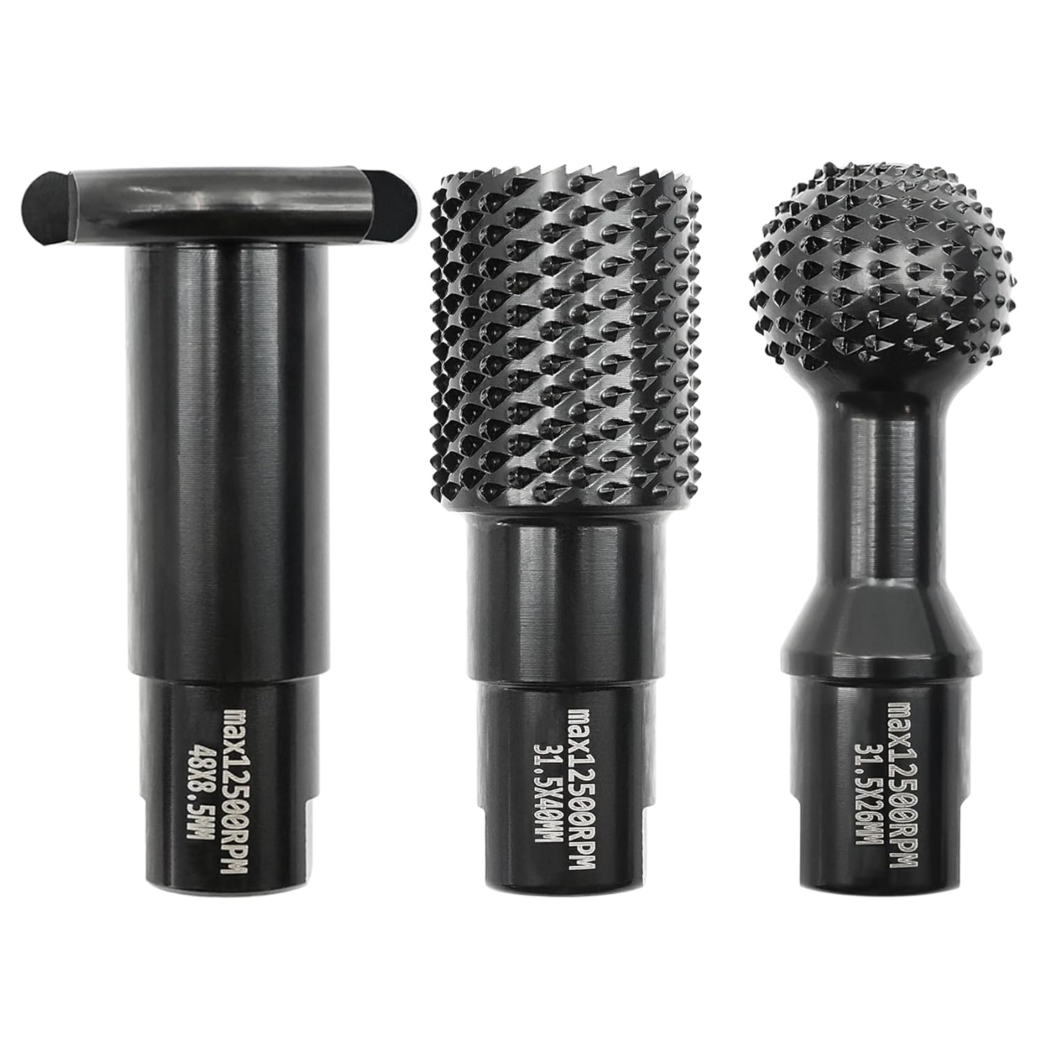 Woodworking Rotary Burr Set - 3pcs Wood Carving Burrs Drill Bit Milling Tool Groving Cutter with 5/8"-11 Thread for Carving Grinding Engraving Reaming Groving