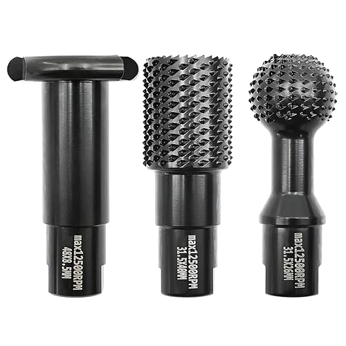 Juego de fresas rotativas para carpintería – 3 piezas de fresas de tallado de madera, herramienta de fresado con rosca de 5/8 pulgadas a 11 para